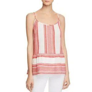 NWT Velvet by Graham & Spencer Red White Boho Stripe Print Peplum Cami Tank Top